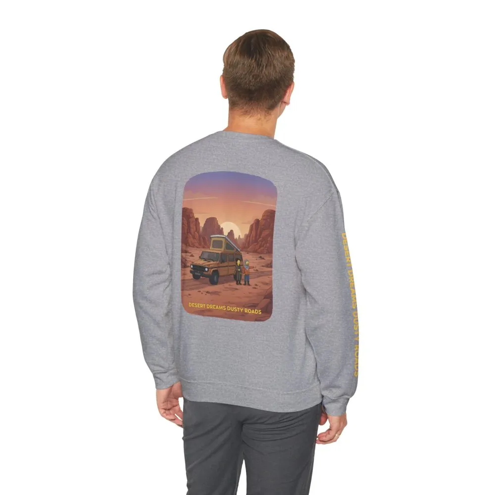 Unisex Heavy Blend™ Crewneck Sweatshirt — "Desert Dreams Dusty Roads" Design Sitcom-Line