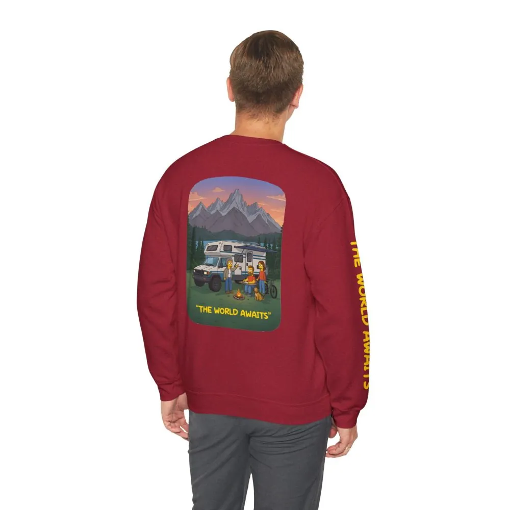 5506595347161026057_2048.jpeg Unisex Heavy Blend™ Crewneck Sweatshirt — "The World Awaits" Design Sitcom-Line