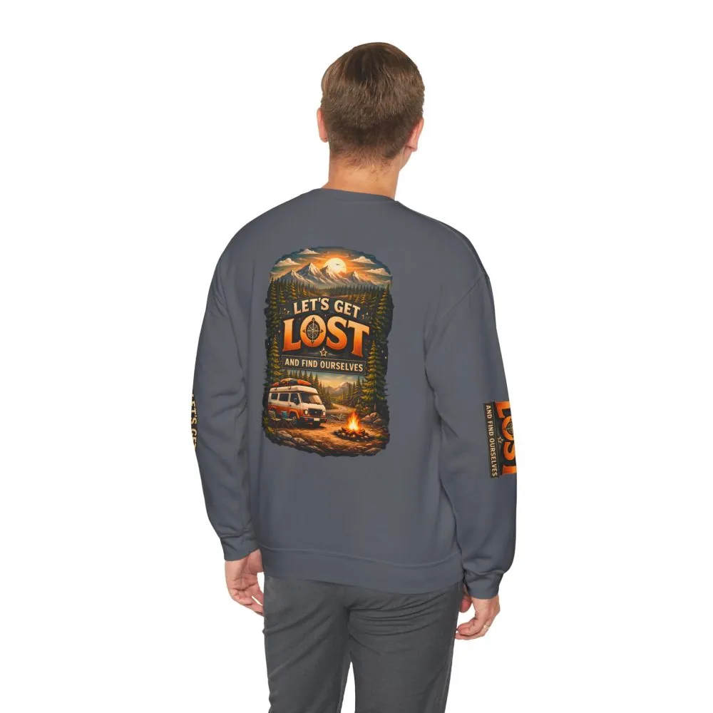 Unisex Heavy Blend™ Crewneck Sweatshirt — "Let´s Get Lost And Found Ourselfs" Design Scenic-Line