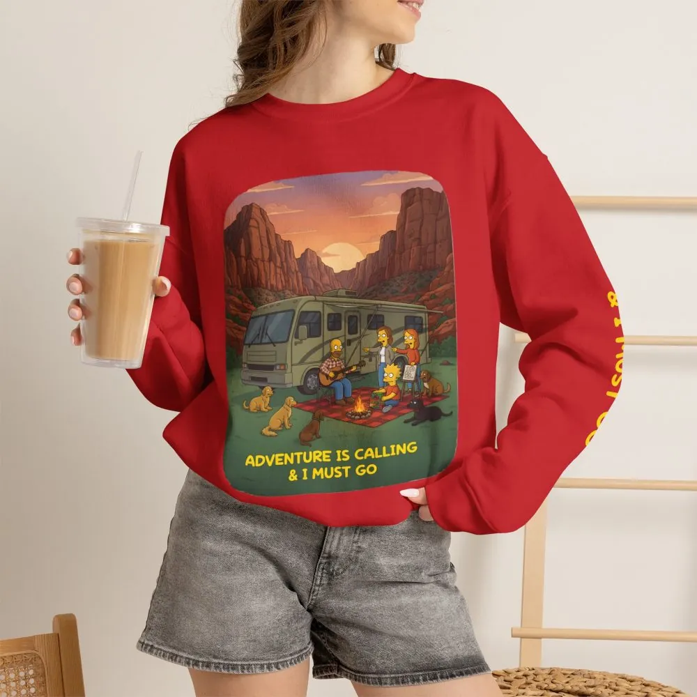 5510123193798494674_2048.jpeg Unisex Heavy Blend™ Crewneck Sweatshirt — "Adventure Is Calling-I Must Go" Design Sitcom-Line