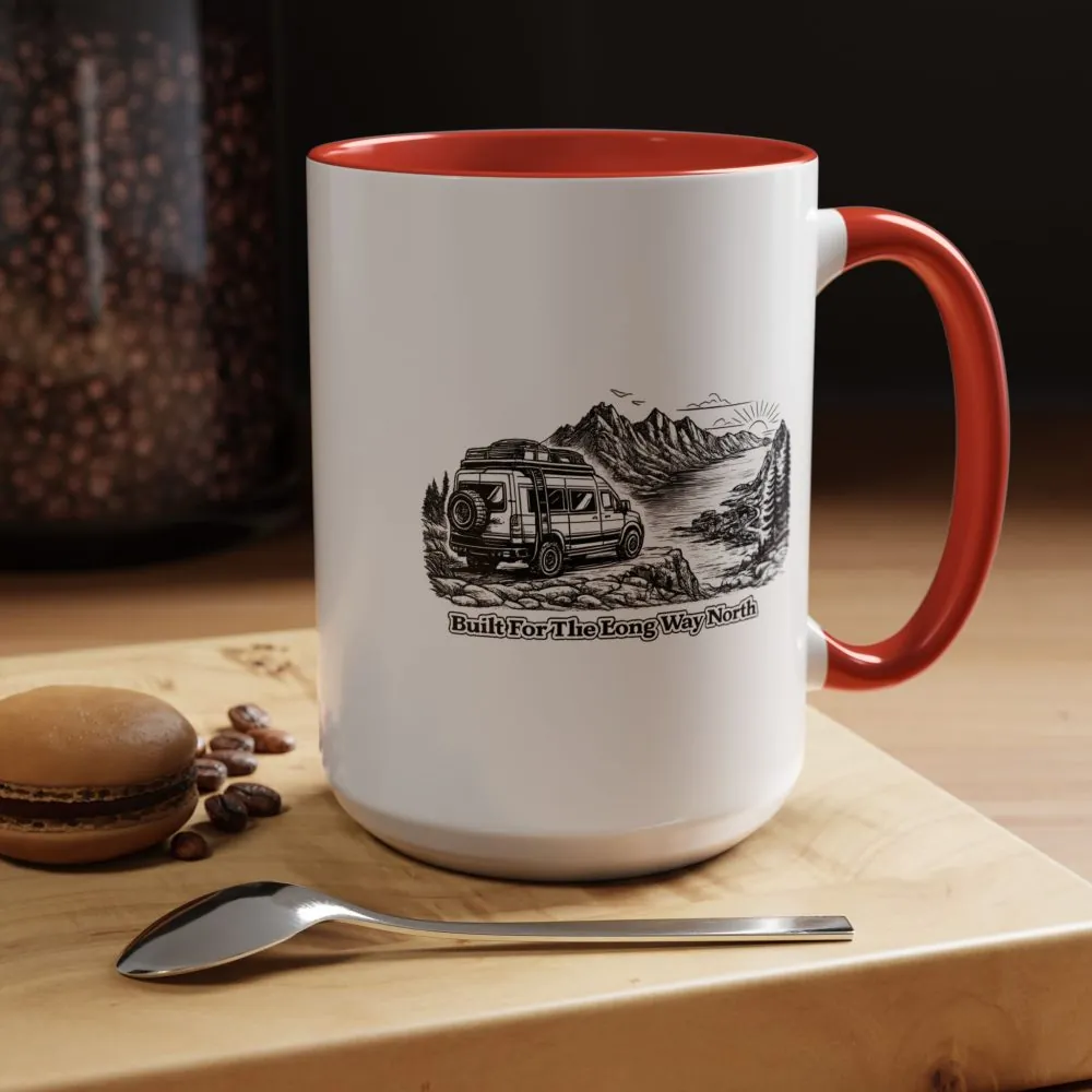 Accent Coffee Mug (11, 15oz) — "Built For The Long Way North" Design Minimal-Line