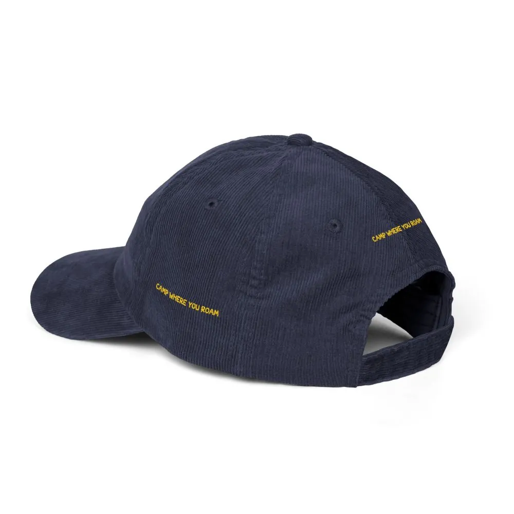 Vintage Corduroy Cap (Embroidery) — "Camp Where You Roam" Embroidered Hat