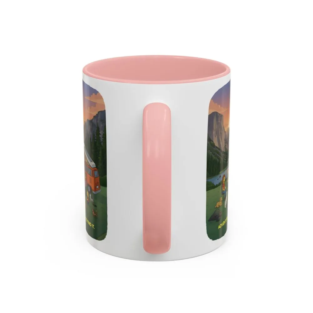 Accent Coffee Mug (11, 15oz) — "Adventure Awaits-Go Find It"" Design Sitcom-Line