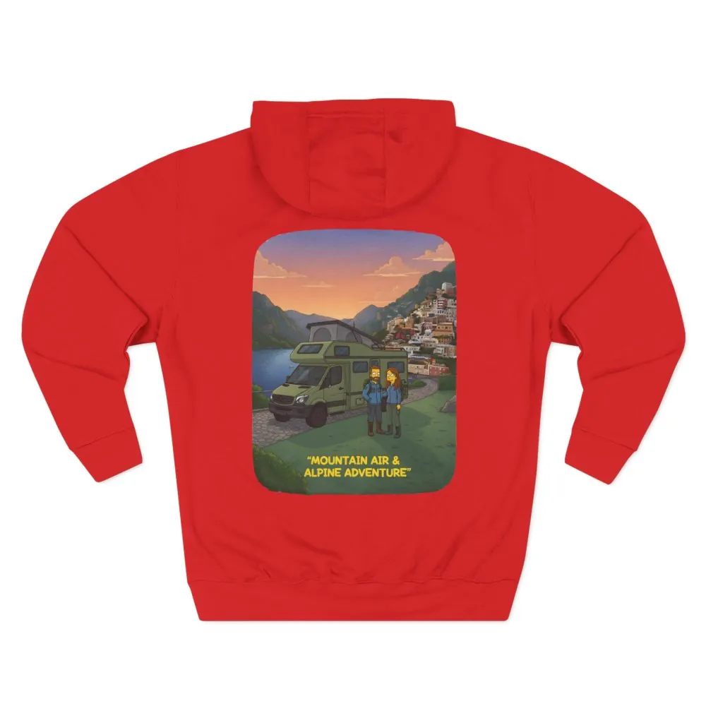 Three-Panel Fleece Hoodie - "Mountain Air And Alpine Adventure"" Design Sitcom-Line