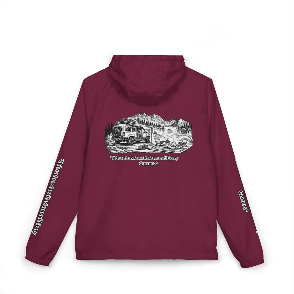 Unisex Full-Zip Windbreaker Jacket — "Adventure Awaits" (Design "Minimal-Line")