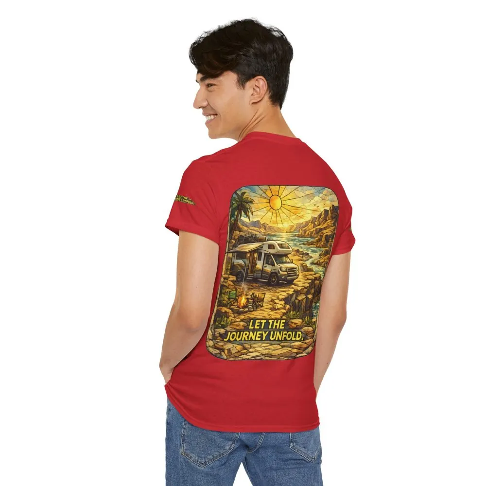 Unisex Heavy Cotton Tee — "Let The Journey Unfold" Design Cubic-Line