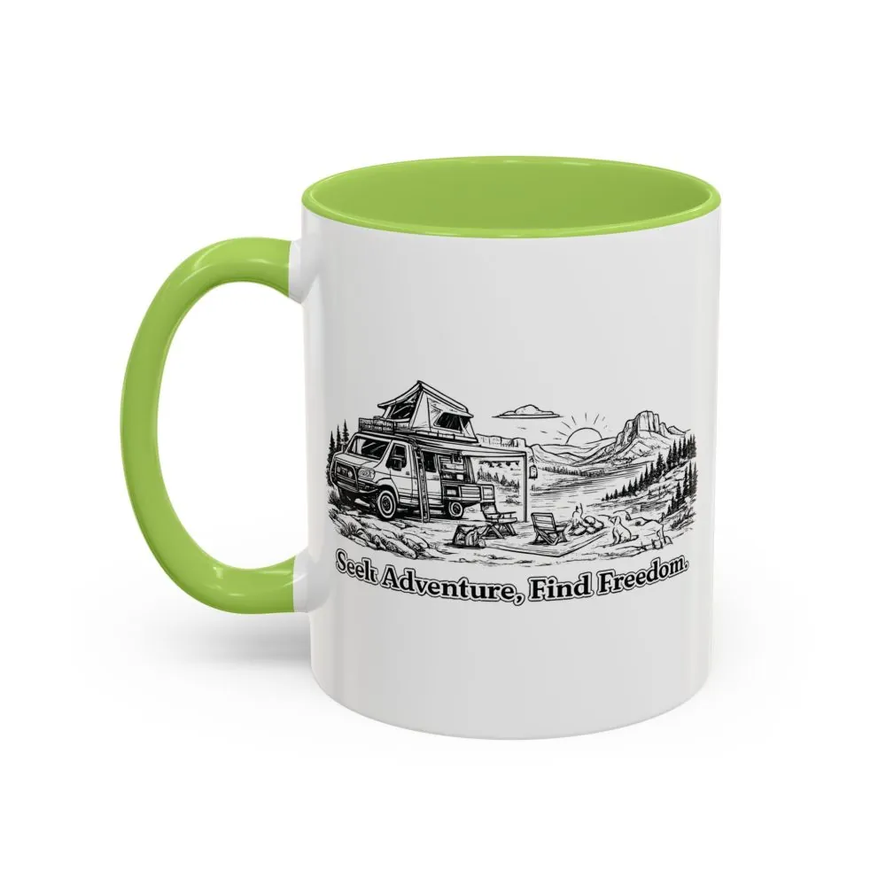 5560307391533560897_2048.jpeg Accent Coffee Mug (11, 15oz) — "Seek Adventure, Find Freedom" Design Minimal-Line