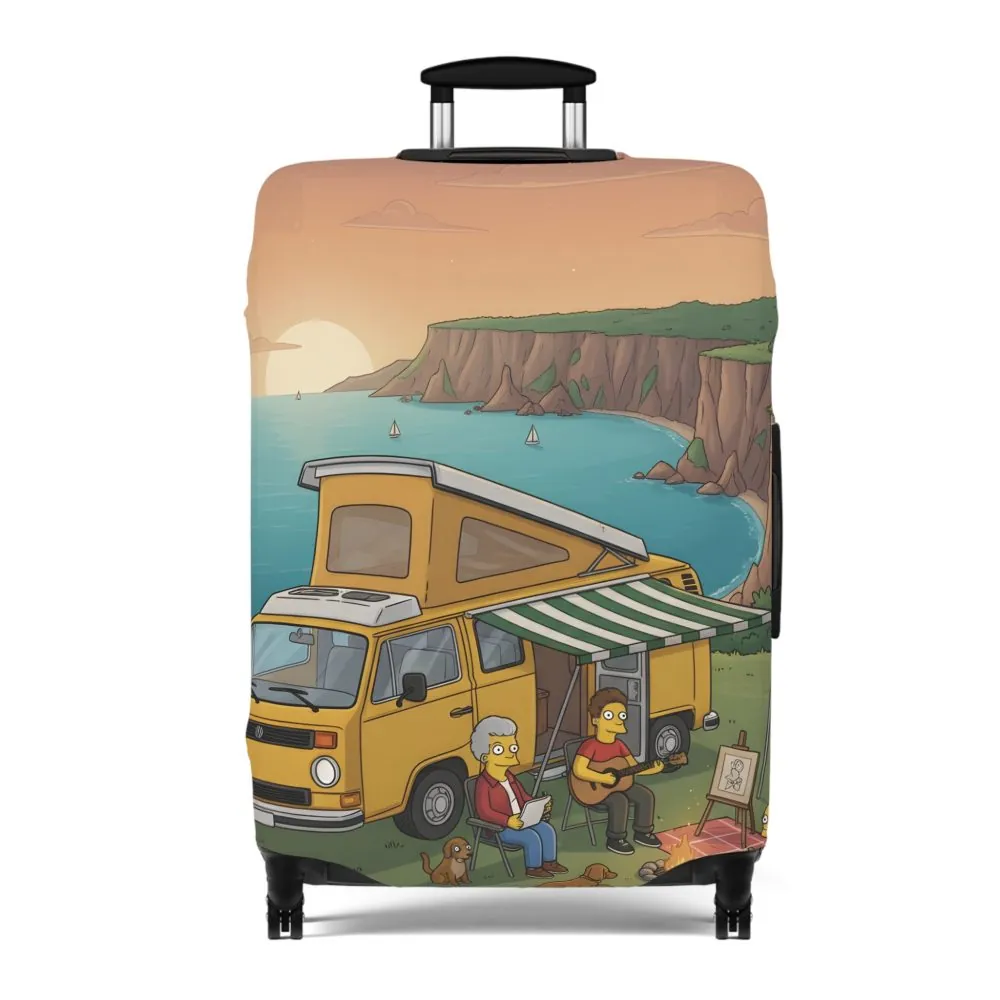 Luggage Cover — Adventure Camper Sketch Travel Suitcase(Design Sitcom-Line)