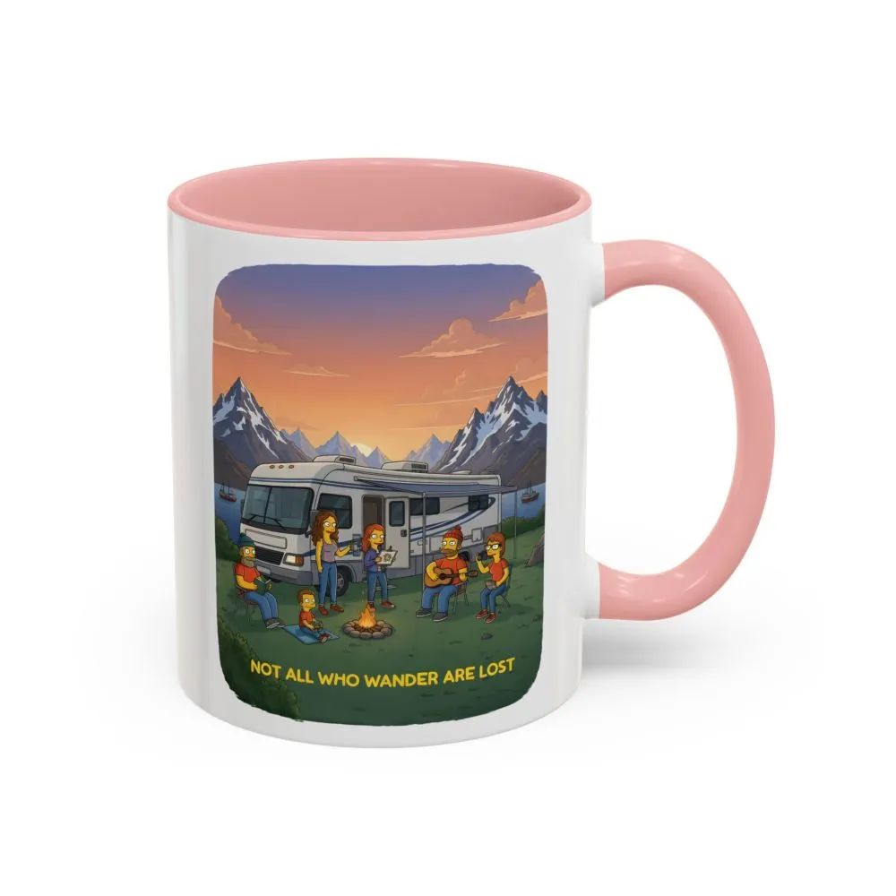Accent Coffee Mug (11, 15oz) — "Not All Who Wander Are Lost" Design Sitcom-Line