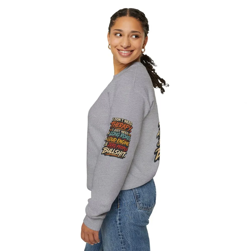 Unisex Heavy Blend™ Crewneck Sweatshirt — "I Dont Need Therapy" Design F**K-Line