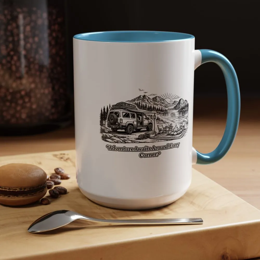 5573119518065980868_2048.jpeg Accent Coffee Mug (11, 15oz) — "Adventure Awaits Around Every Corner" Design Minimal-Line
