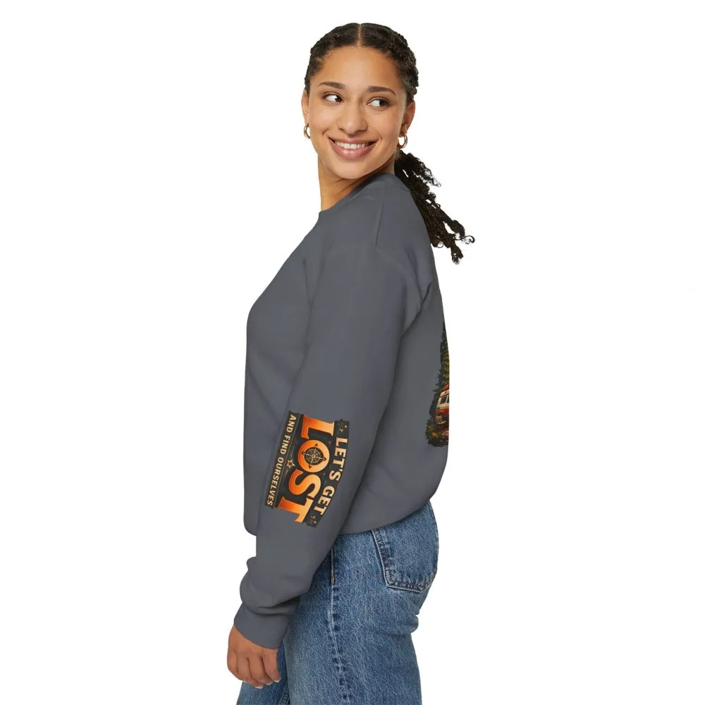 Unisex Heavy Blend™ Crewneck Sweatshirt — "Let´s Get Lost And Found Ourselfs" Design Scenic-Line