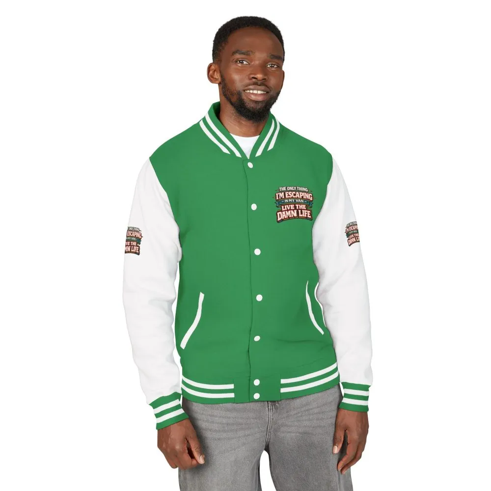 Unisex Heavyweight Letterman Jacket — "The Only Thing I´m Escaping" Design F**K-Line