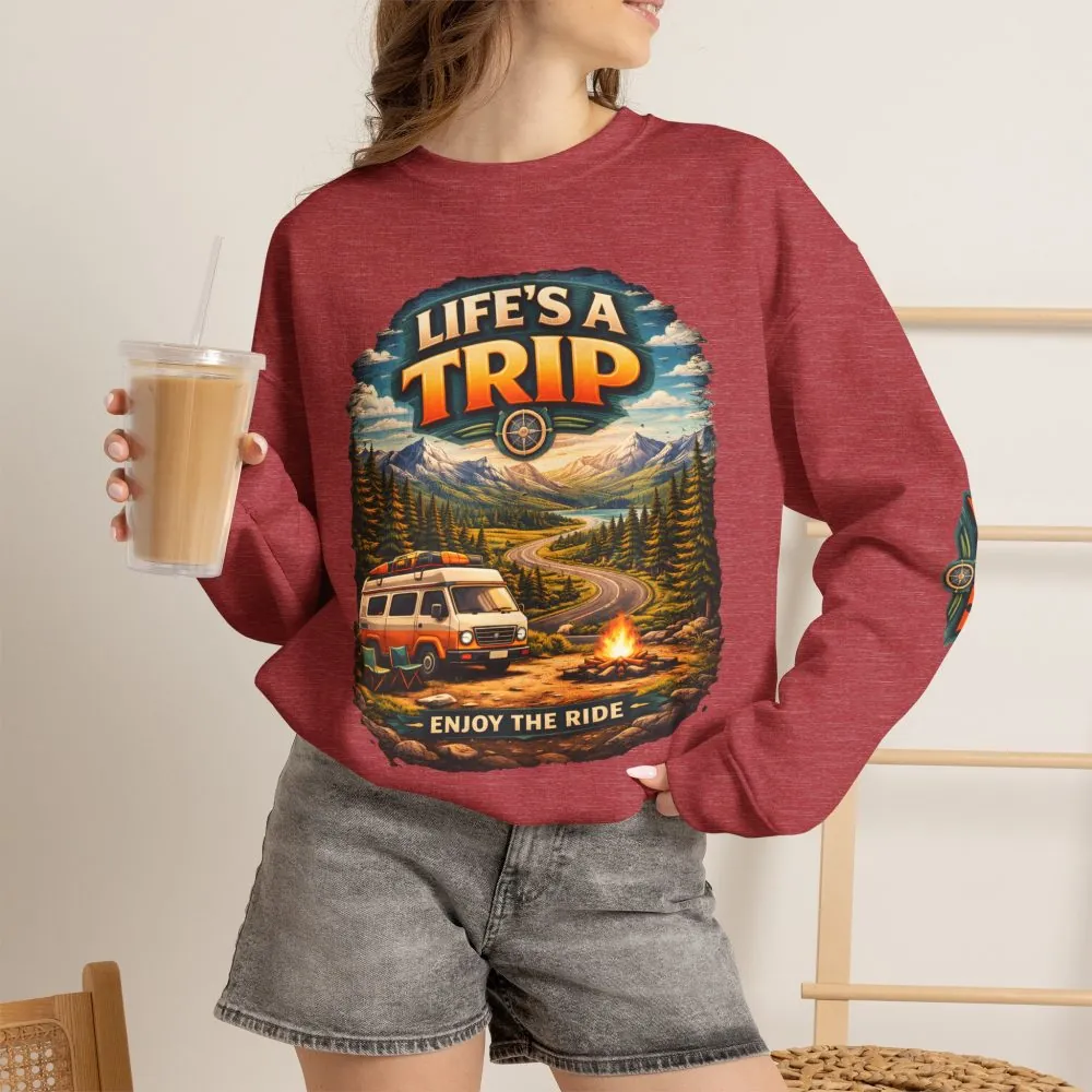 Unisex Heavy Blend™ Crewneck Sweatshirt — "Life s A Trip" Design Scenic-Line