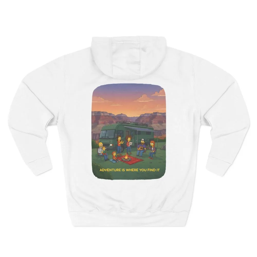 Three-Panel Fleece Hoodie - "Adventure Is Where You Find It" Design Sitcom-Line