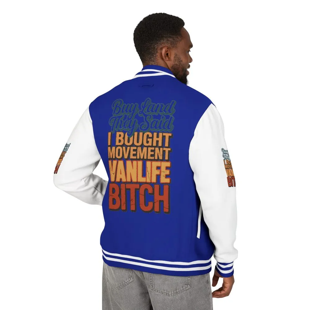 5599634327076038081_2048.jpeg Unisex Heavyweight Letterman Jacket — "Buy Land They Said" Design F**K-Line