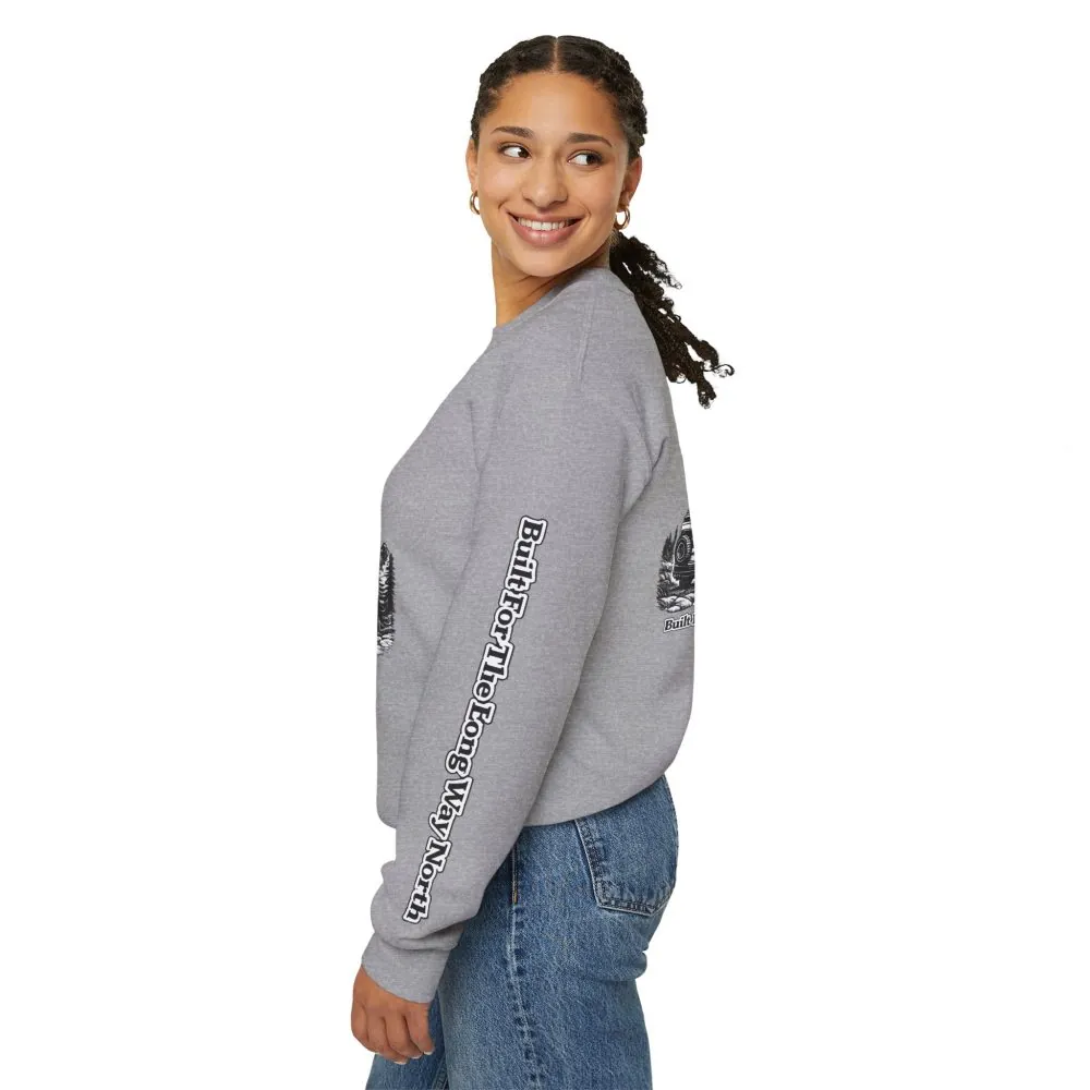 Unisex Heavy Blend™ Crewneck Sweatshirt — "Built For The Long Way North" Design Minimal-Line