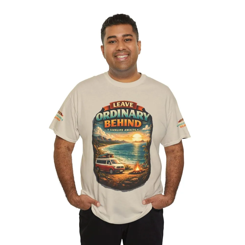 Unisex Heavy Cotton Tee — "Leave Ordinary Behind" Design Scenic-Line