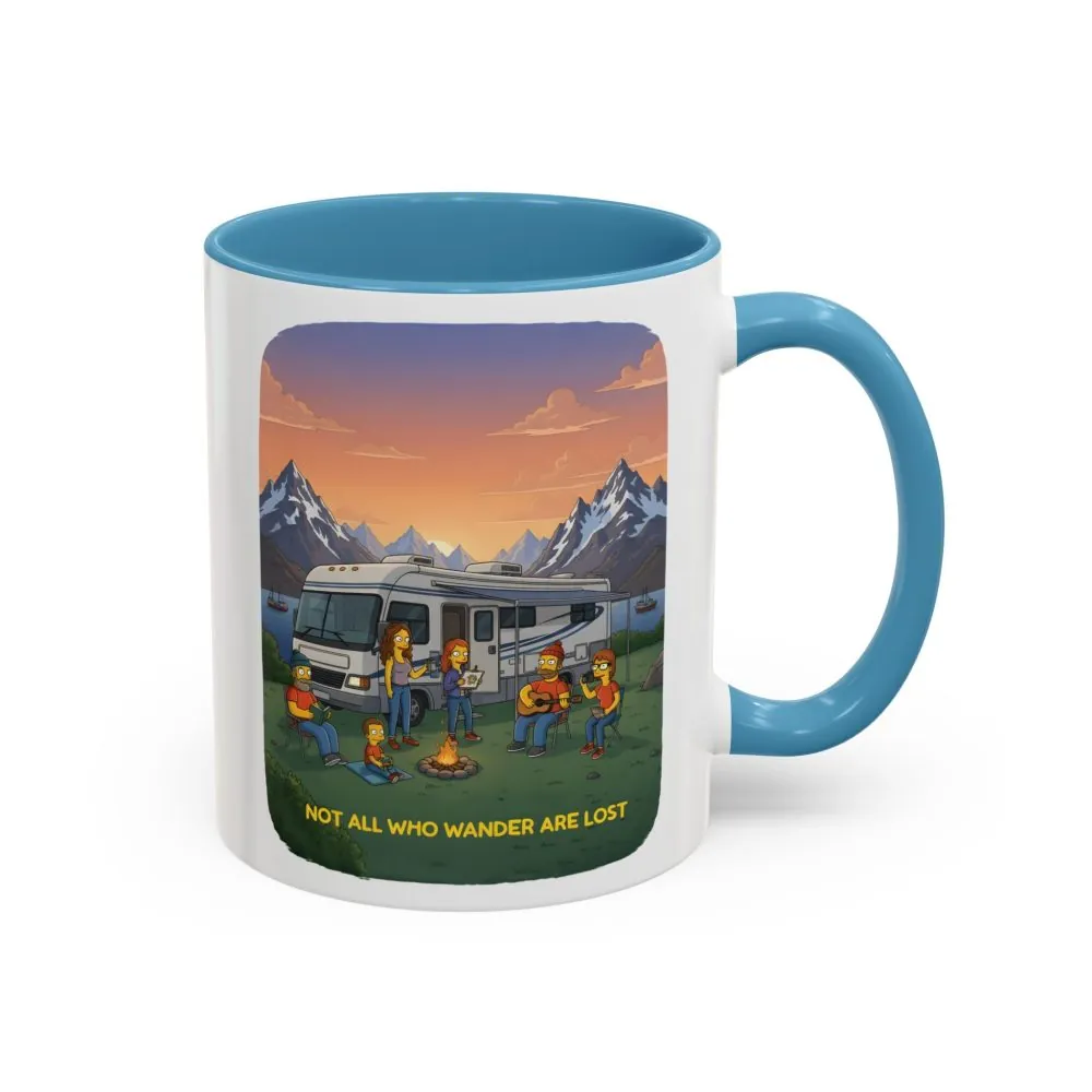 Accent Coffee Mug (11, 15oz) — "Not All Who Wander Are Lost" Design Sitcom-Line