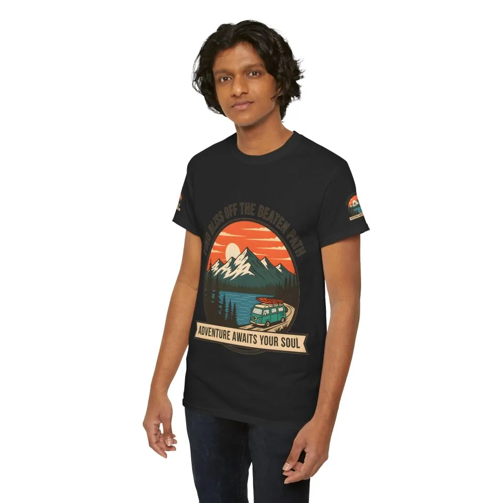 5621733458638542901_2048.jpeg Unisex Heavy Cotton Tee — "Find Bliss Off the Beaten Path" Mountain & Camper T‑Shirt
