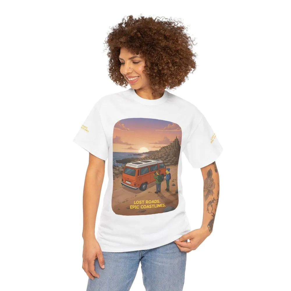 Unisex Heavy Cotton Tee — "Lost Roads Epic Coastlines" Design Sitcom-Line