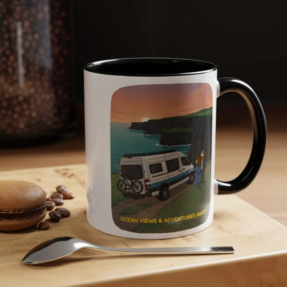 Accent Coffee Mug (11, 15oz) — "Ocean Views-Adventures Awaits" Design Sitcom-Line