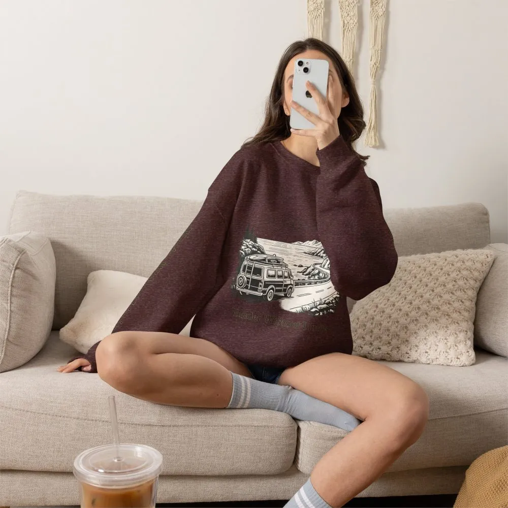Unisex Heavy Blend™ Crewneck Sweatshirt — "Wander Without Limits" Design Minimal-Line