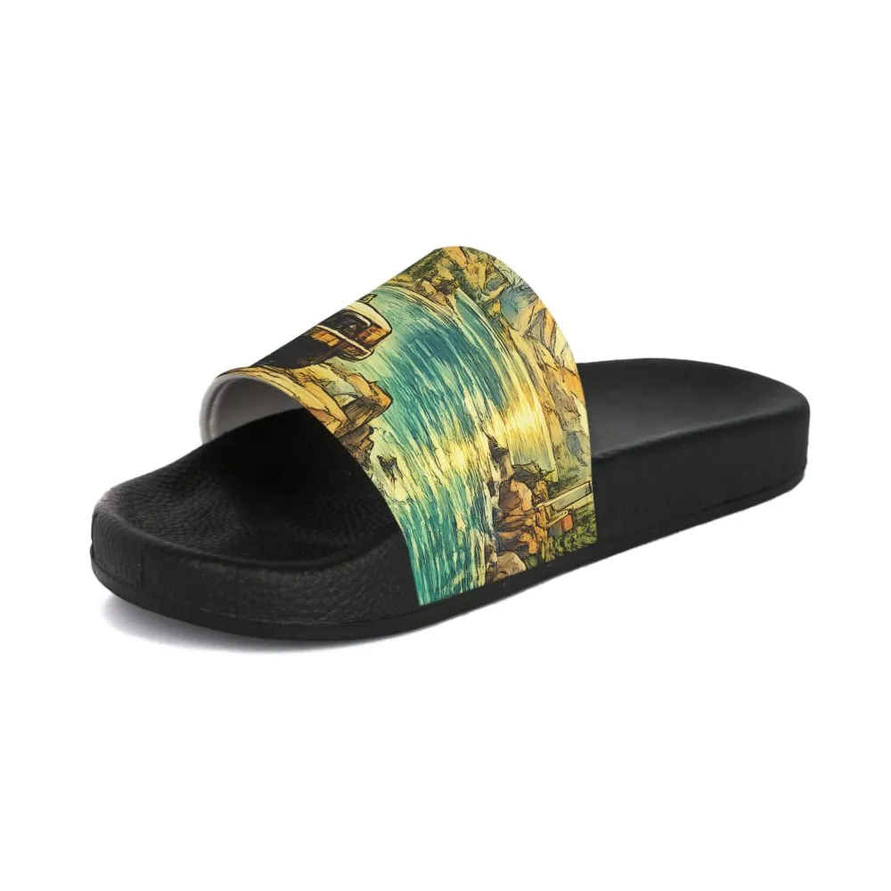 Women's Slide Sandals - Vintage Camper Slides (Cubic-Line)