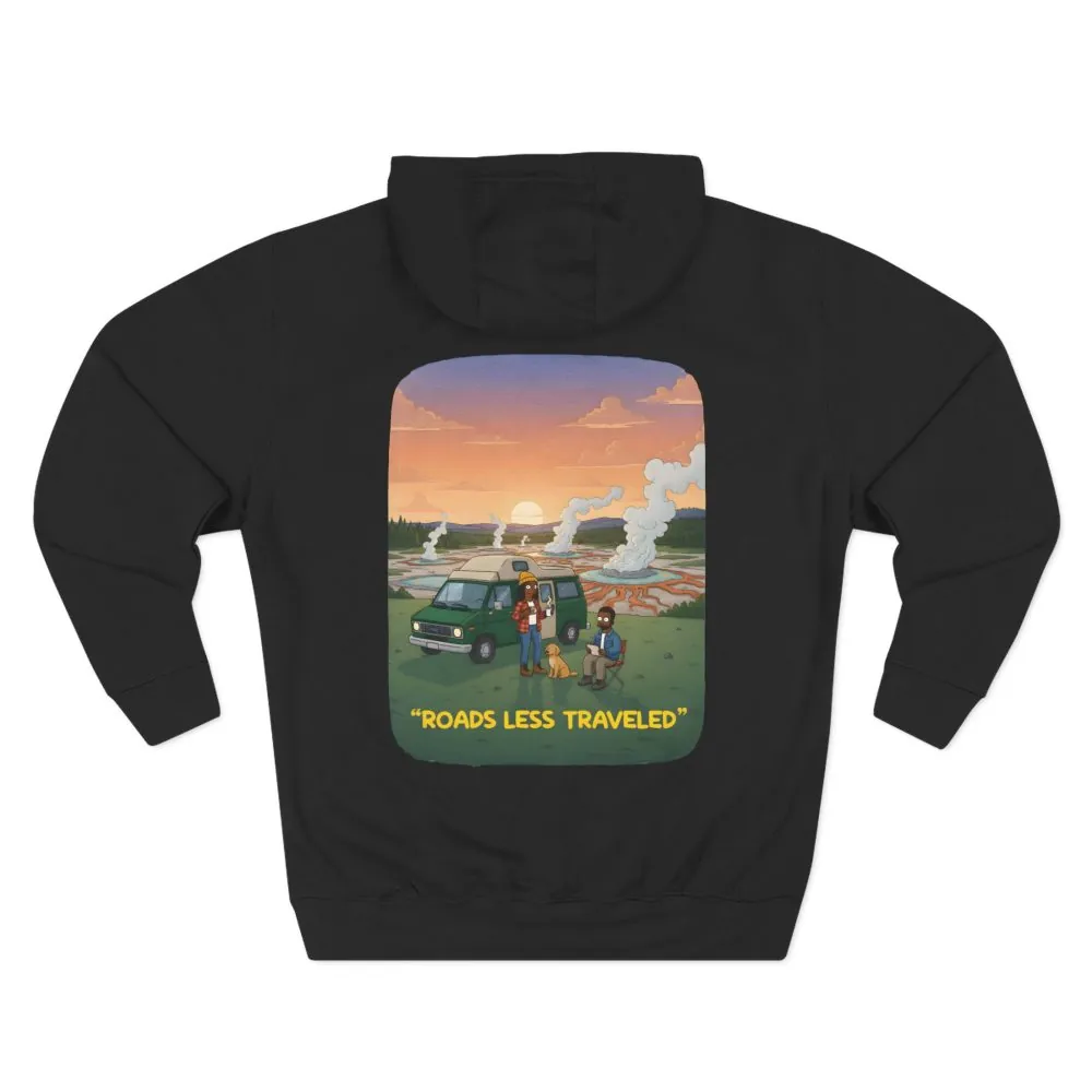 Three-Panel Fleece Hoodie - "Roads Less Traveled" Design Sitcom-Line