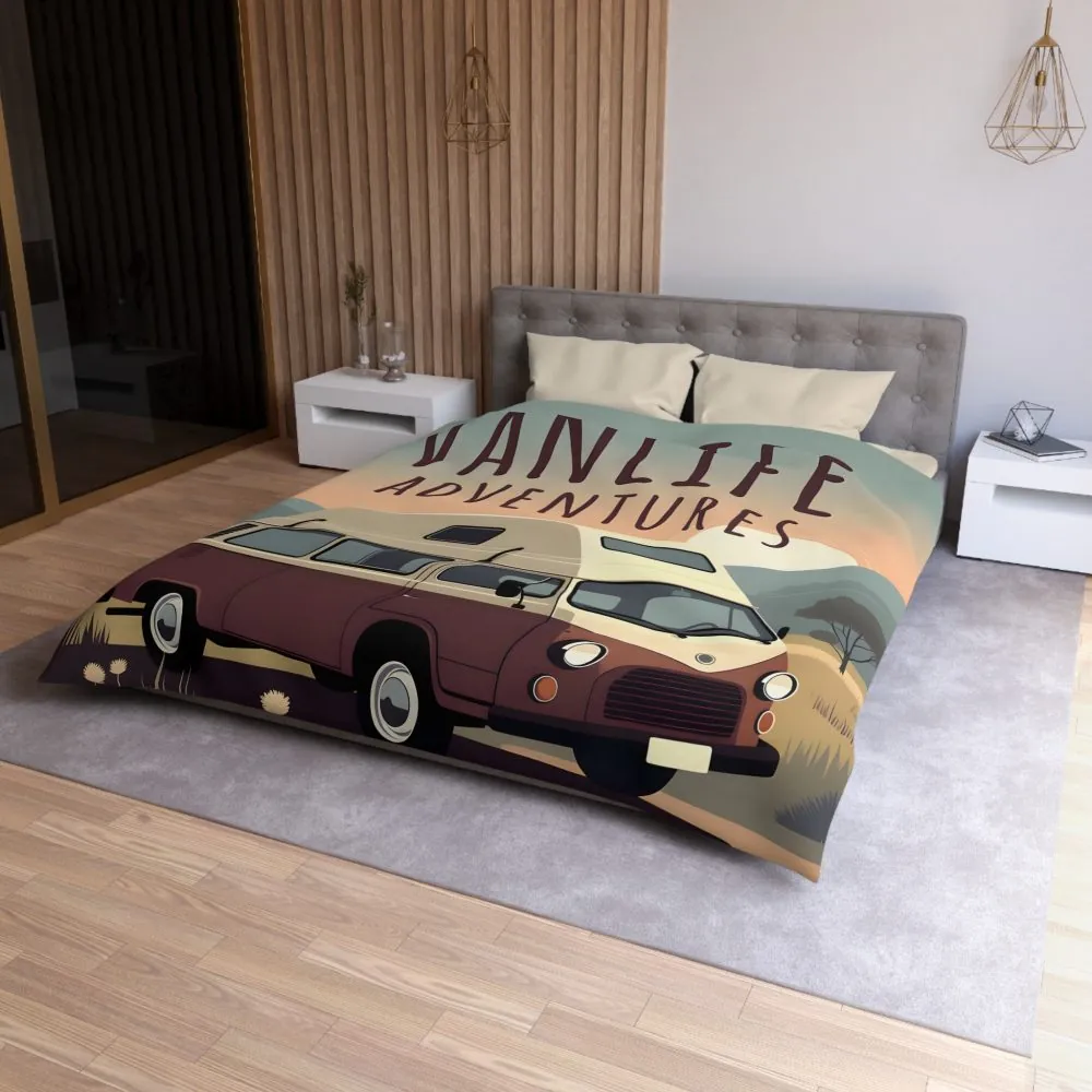 5641151220554252397_2048.jpeg Duvet Cover — "Vanlife Adventures" Vintage Camper Van Bedding for Travel Lovers