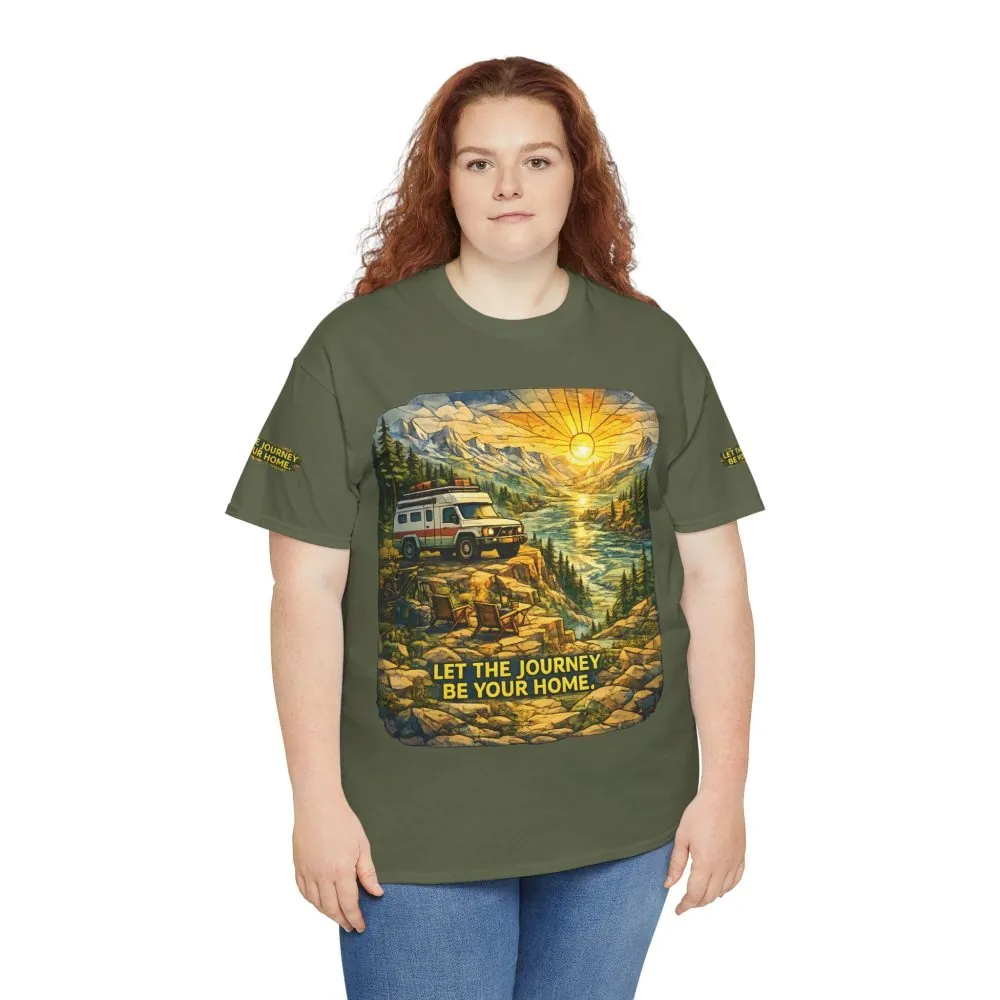 Unisex Heavy Cotton Tee — "Let The Journey Be Your Home" Design Cubic-Line