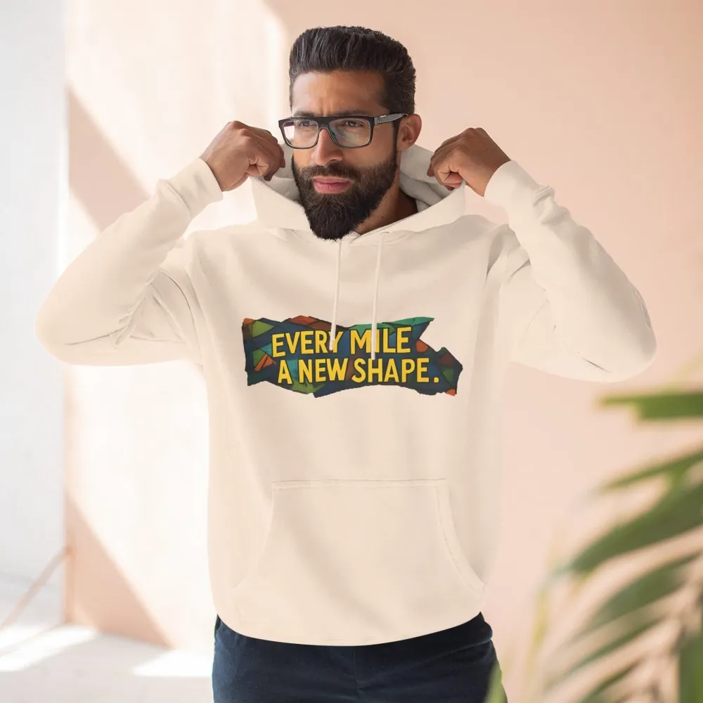 Three-Panel Fleece Hoodie - "Every Mile A New Shape" Design Cubic-Line