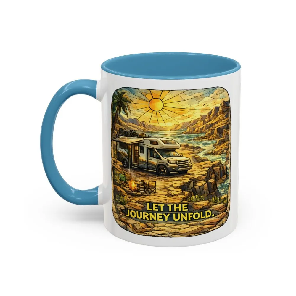 Accent Coffee Mug (11, 15oz) — "Let The Journey Unfold" Design Cubic-Line