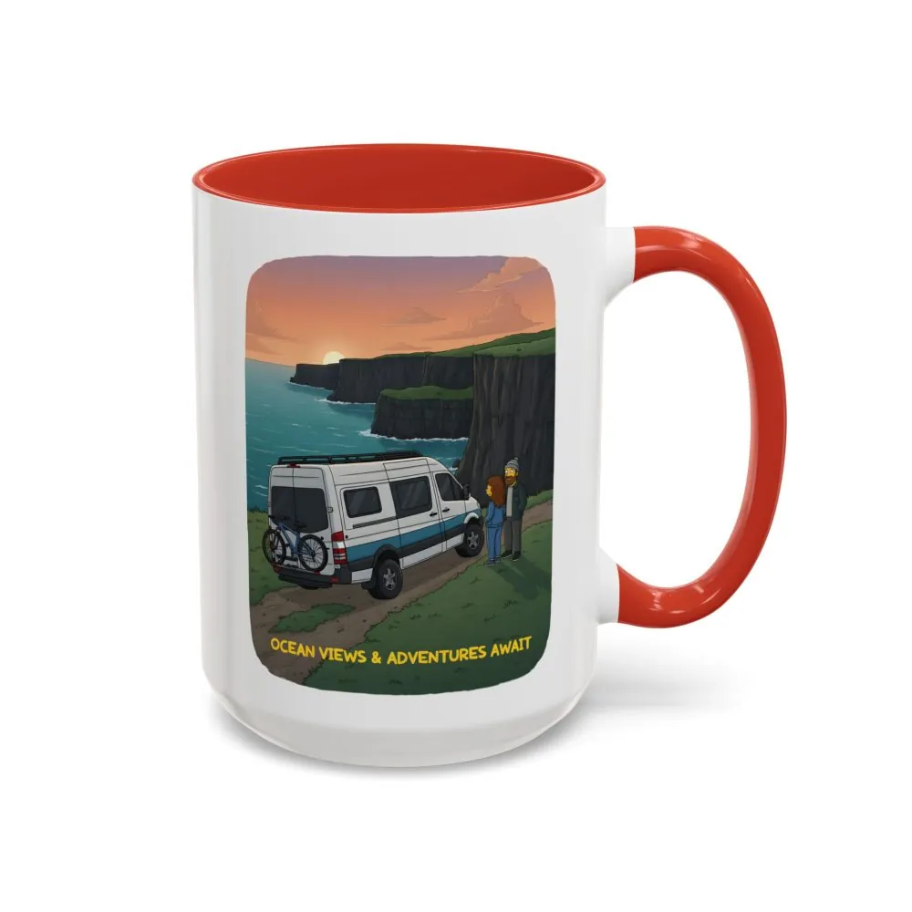 Accent Coffee Mug (11, 15oz) — "Ocean Views-Adventures Awaits" Design Sitcom-Line