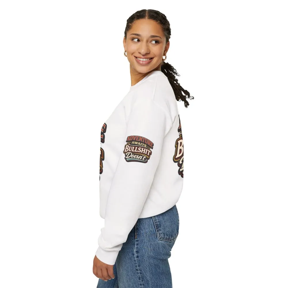 Unisex Heavy Blend™ Crewneck Sweatshirt — "Adventure Awaits" Design F**K-Line