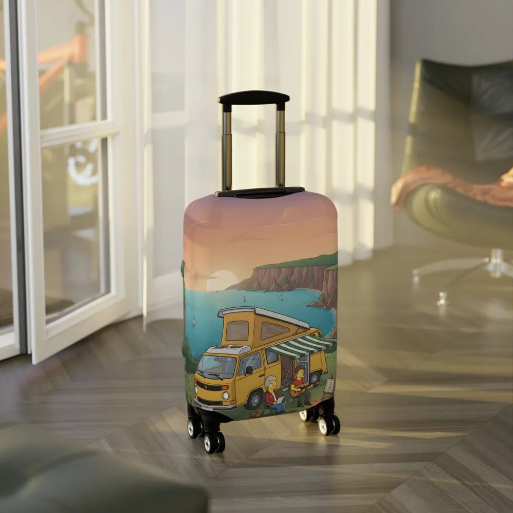 Luggage Cover — Adventure Camper Sketch Travel Suitcase(Design Sitcom-Line)