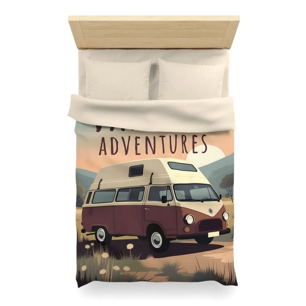 5688516087013469814_2048.jpeg Duvet Cover — "Vanlife Adventures" Vintage Camper Van Bedding for Travel Lovers