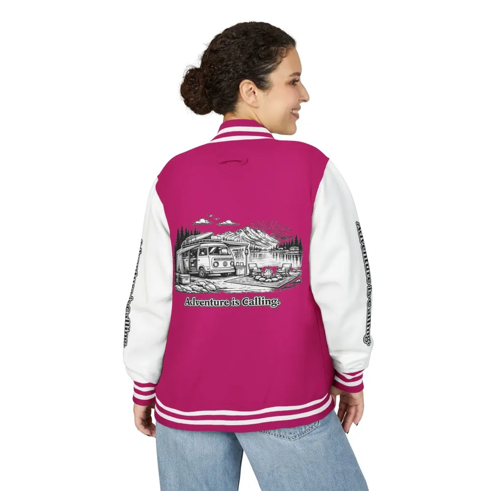 Unisex Heavyweight Letterman Jacket — "Adventure Is Calling" Travel Varsity Coat