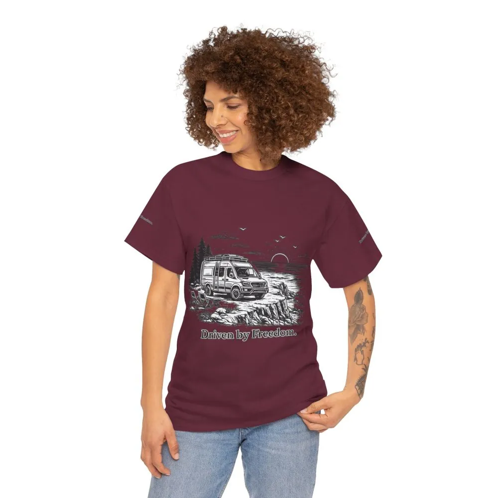 5691013638362261718_2048.jpeg Unisex Heavy Cotton Tee — ""Driven By Freedom" Design Minimal-Line