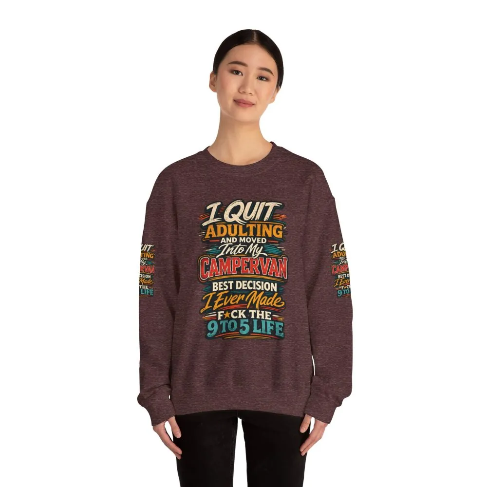 Unisex Heavy Blend™ Crewneck Sweatshirt — "I Quit Adulting" Design F**K-Line