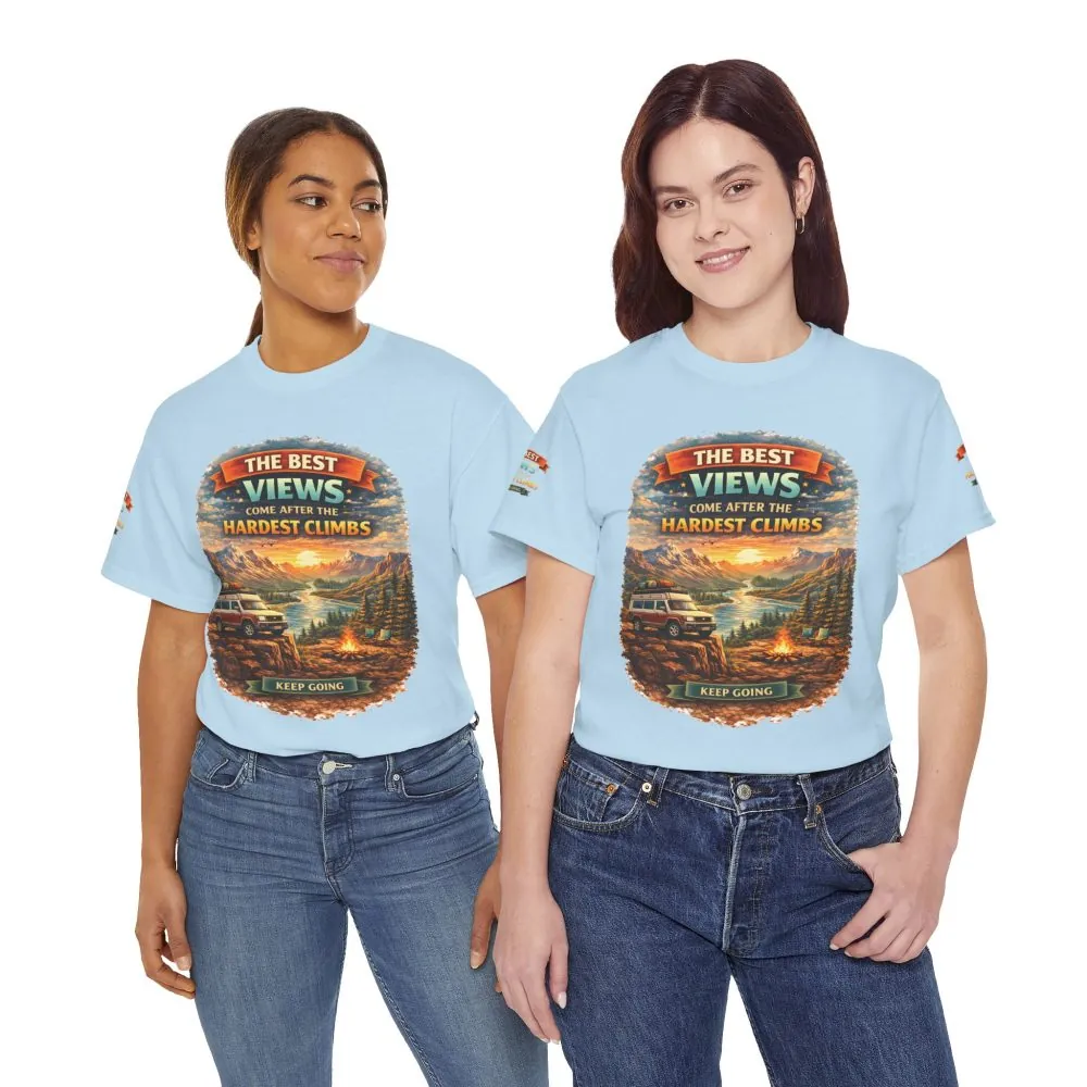 Unisex Heavy Cotton Tee — "The Best Views" Design Scenic-Line