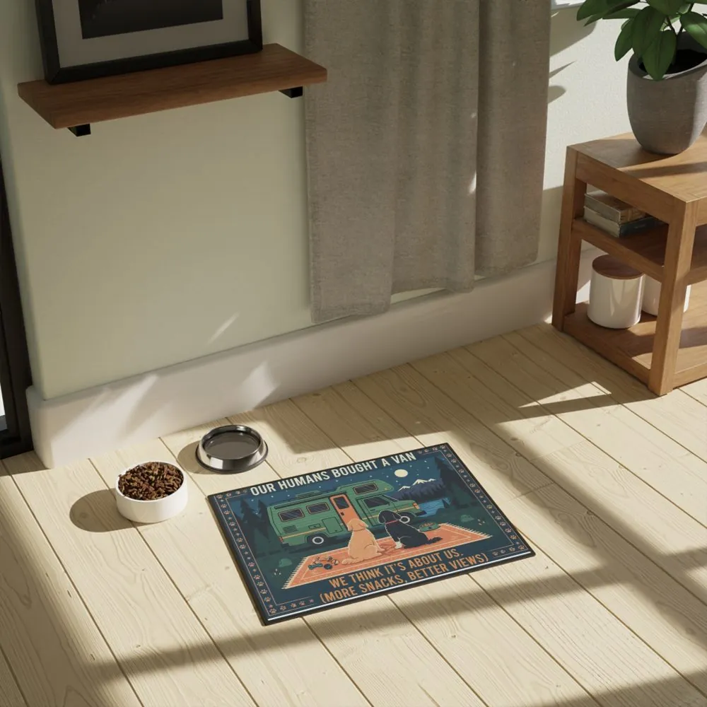Pet Mat — "Our Humans Bought a Van" Camping Dog & Cat Travel Mat (18" x 24")
