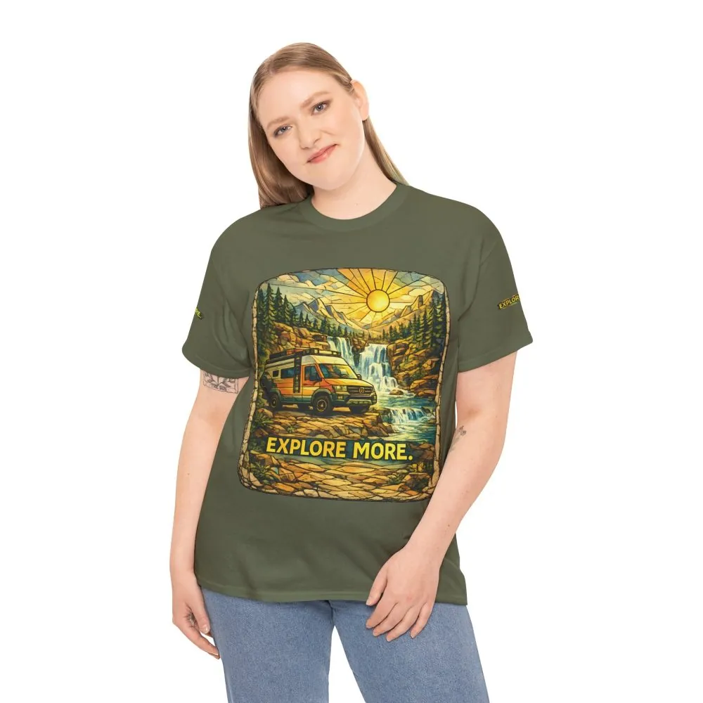 Unisex Heavy Cotton Tee — "Explore More" Design Cubic-Line