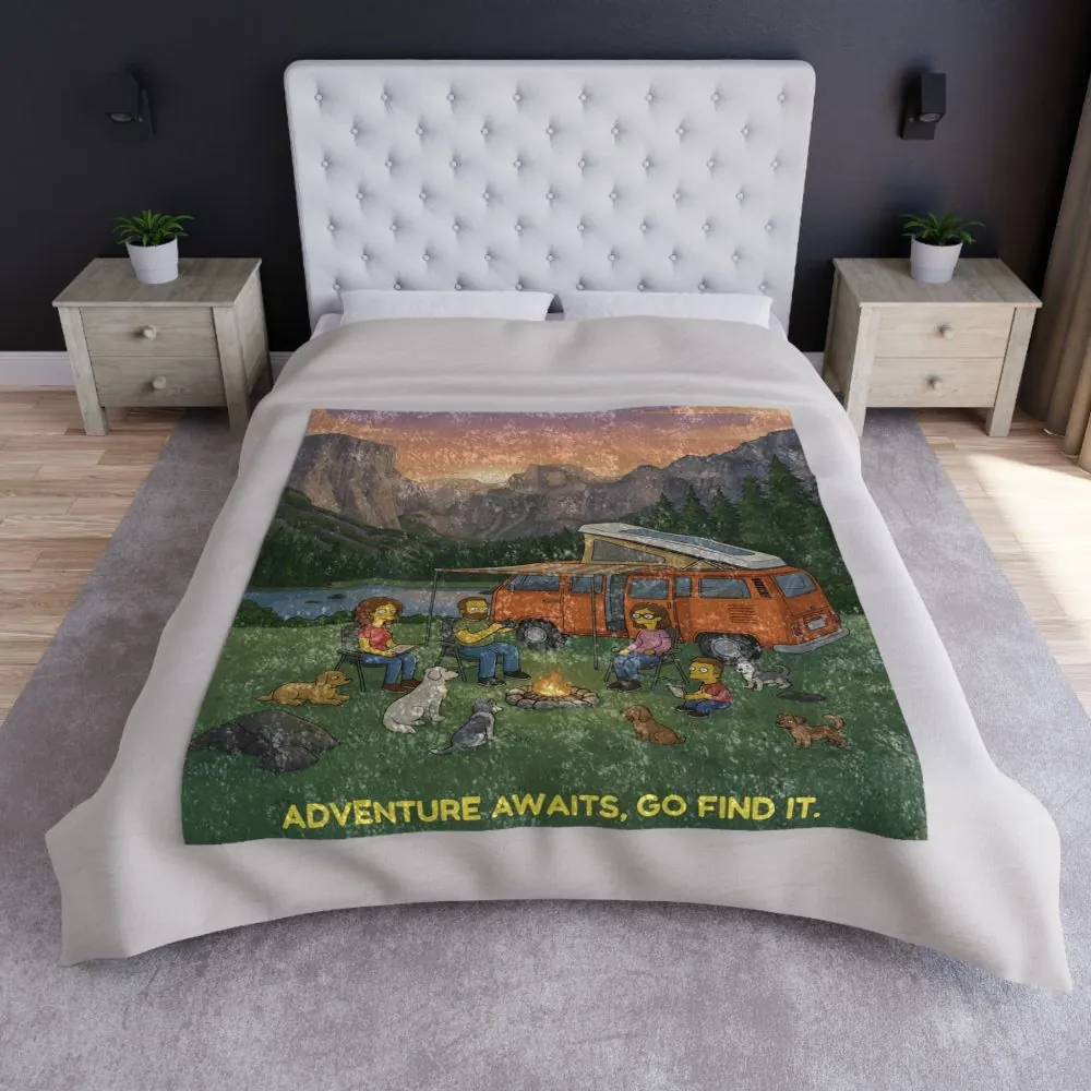 5708275887823793277_2048.jpeg Crushed Velvet Blanket —"Adventure Awaits-Go Find It"" Design Sitcom-Line (Campervan)