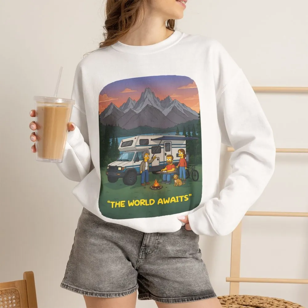 5715311596189009525_2048.jpeg Unisex Heavy Blend™ Crewneck Sweatshirt — "The World Awaits" Design Sitcom-Line