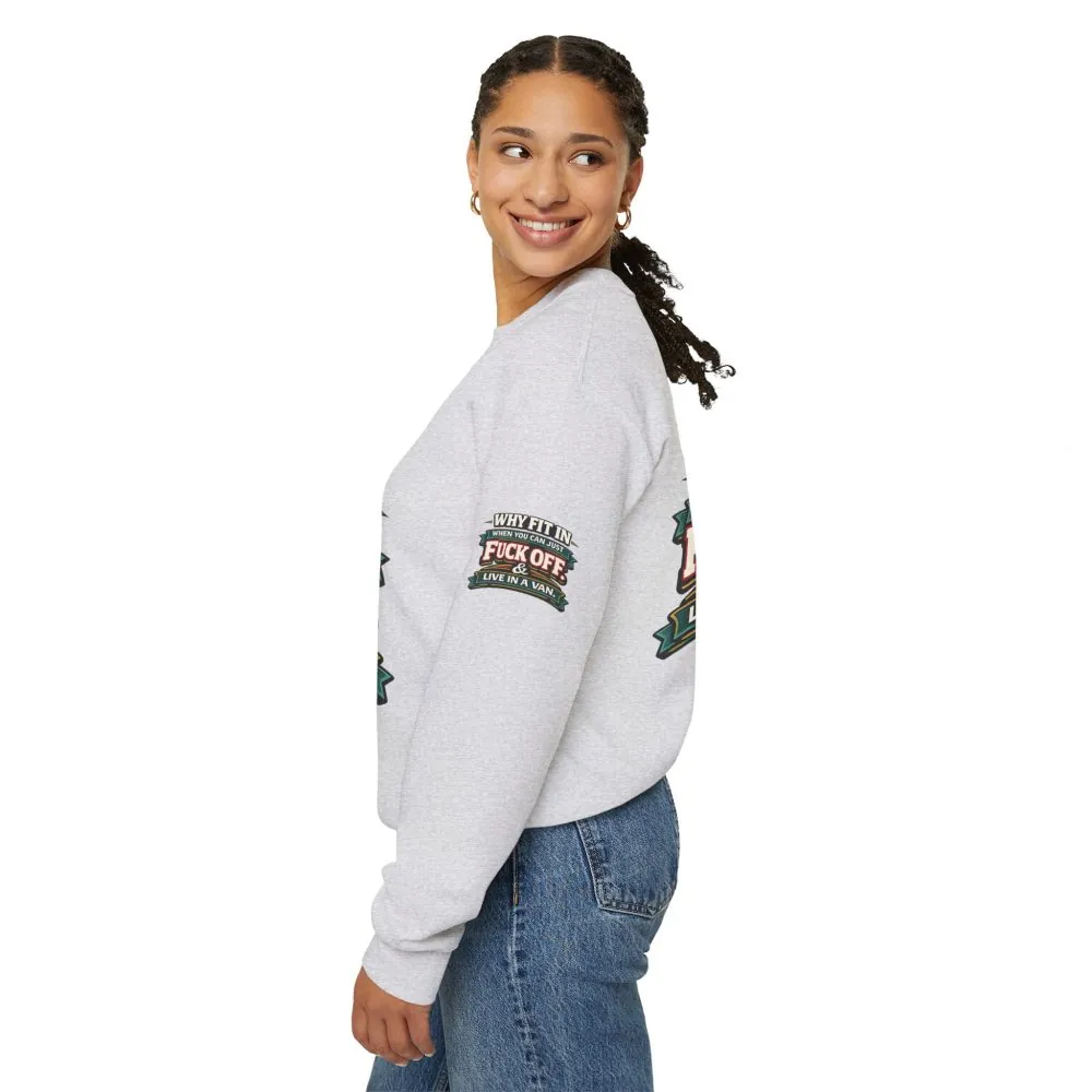Unisex Heavy Blend™ Crewneck Sweatshirt — "Why Fit In" Design F**K-Line