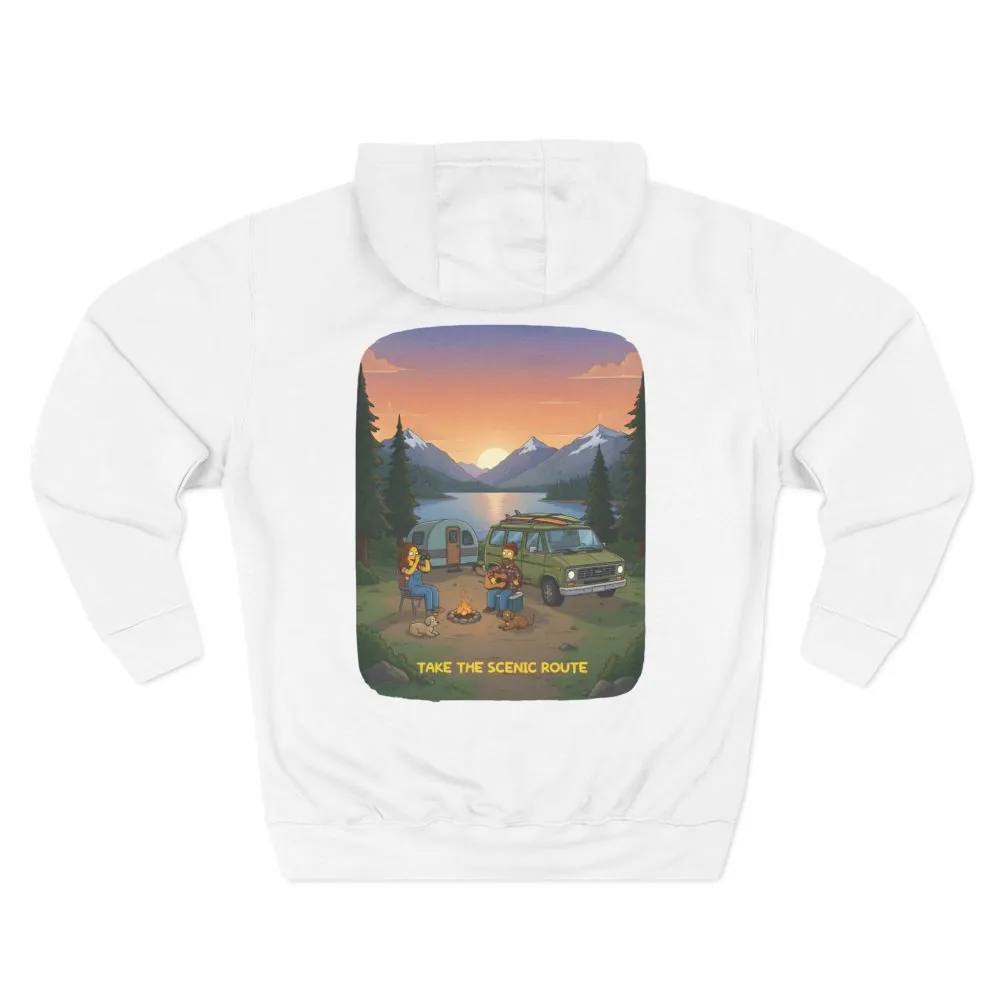 Three-Panel Fleece Hoodie - "Take The Scenic Route" Design Sitcom-Line