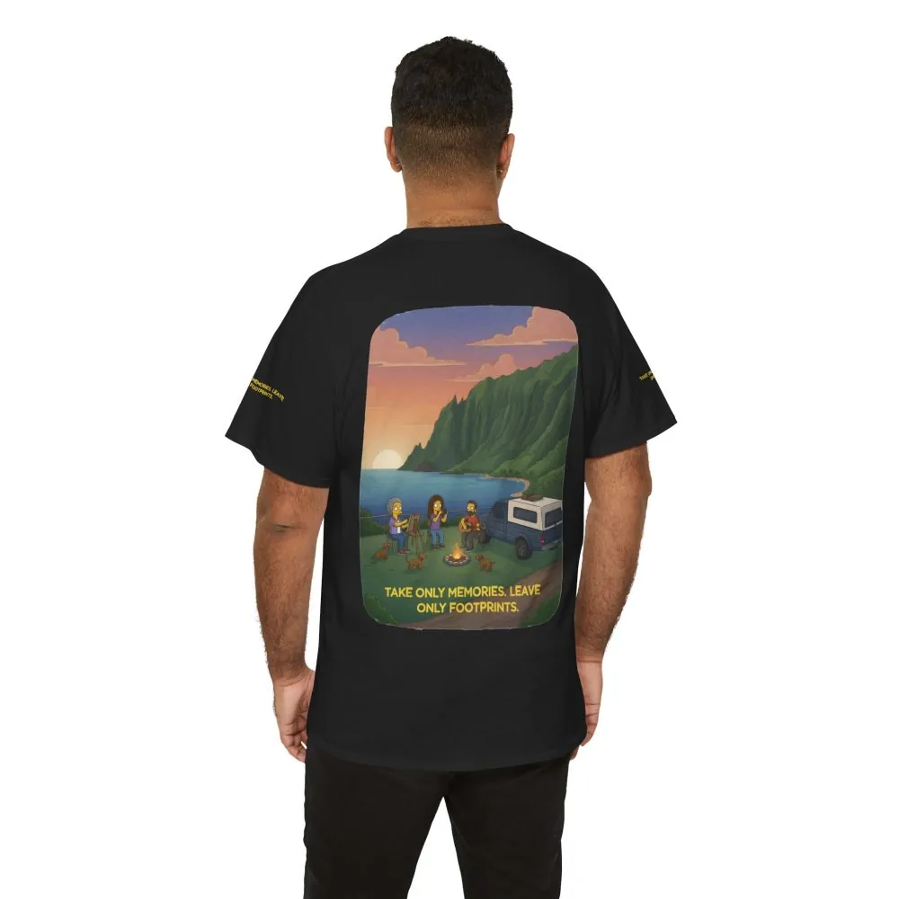 Unisex Heavy Cotton Tee — "Take Only Memories-Leave Only Footprints" Design Sitcom-Line