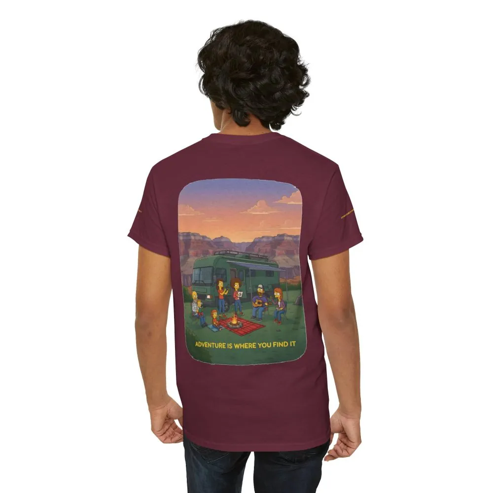 Unisex Heavy Cotton Tee — "Adventure Is Where You Find It" Design Sitcom-Line