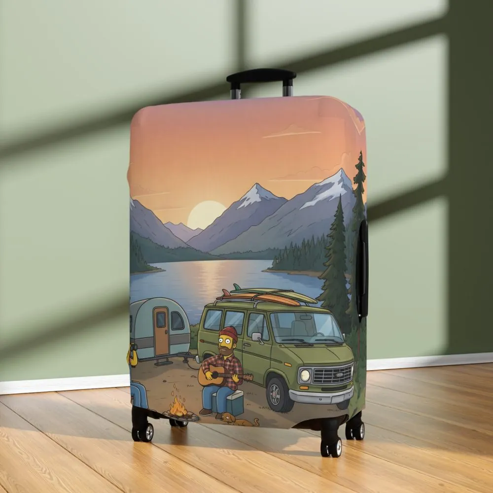 Luggage Cover — Adventure Camper Sketch Travel Suitcase(Design Sitcom-Line)